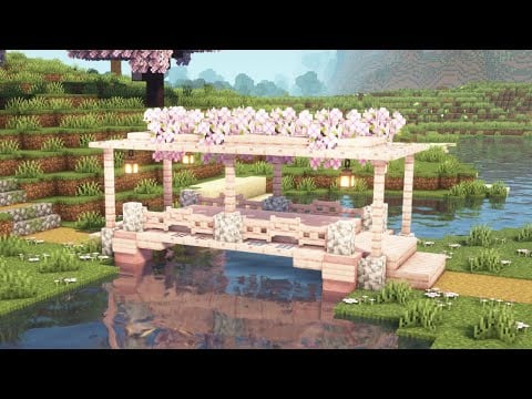 [Minecraft] How to Build a Cherry Blossom Bridge / Tutorial