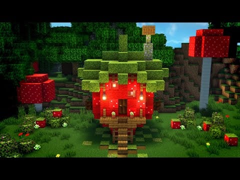 Minecraft | How to Build a Cute Strawberry Fairy Cottage | Aesthetic Survival House Tutorial