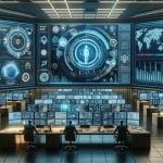 futuristic cybersecurity command center