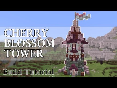 Minecraft Cherry Blossom Tower | Fairy Cottagecore Castle Build Tutorial