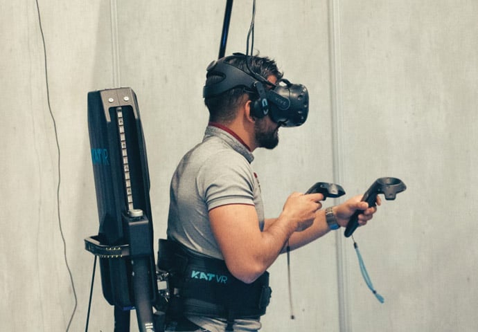 Man Using VR Headset Device