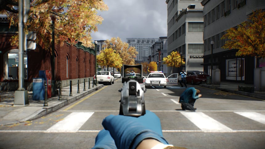 payday 2 player takes aim at cop