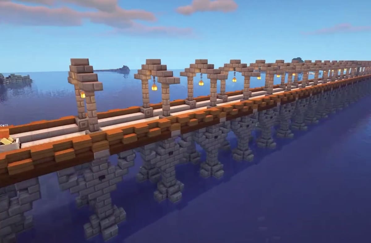 Minecraft railroad bridge