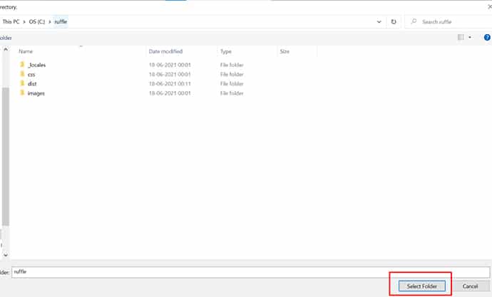 ruffle installation folder