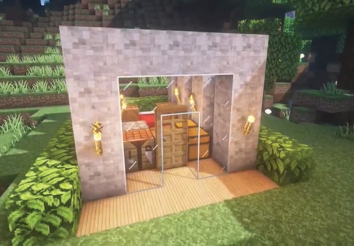 Stone And Glass House For Survival Mode