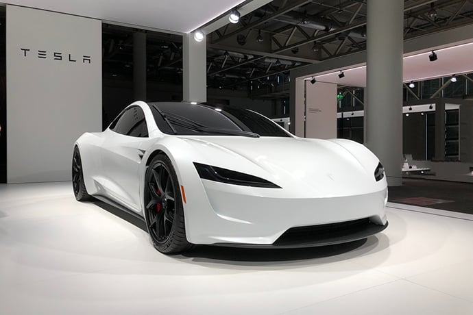 white tesla car