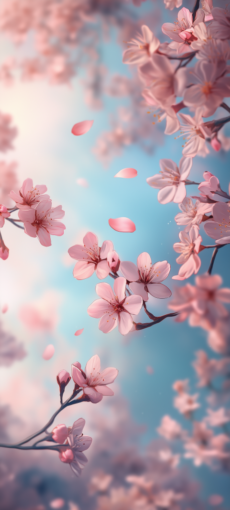 whimsical cherry blossoms close branches